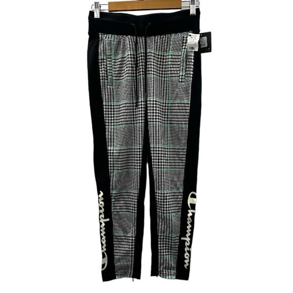 Champion Women's Slim Track Sweatpants Joggers in Black/Exploded Houndstooth XS - Picture 1 of 10